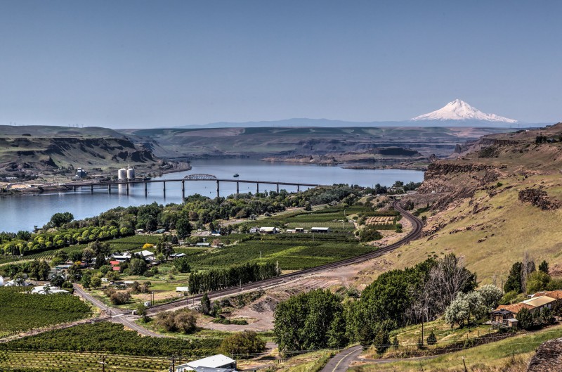 View towards the Columbia River and Mount Hood