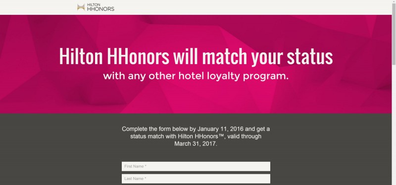 Hilton Status Match Website