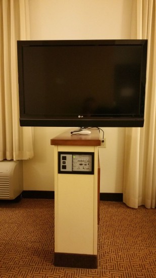 TV with connection panel