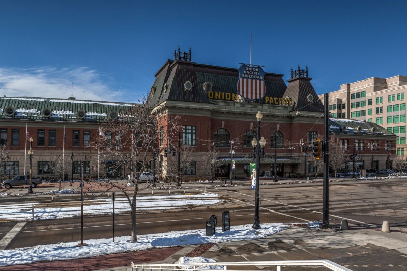 Union Pacific Depot. The front of the Gateway Mall