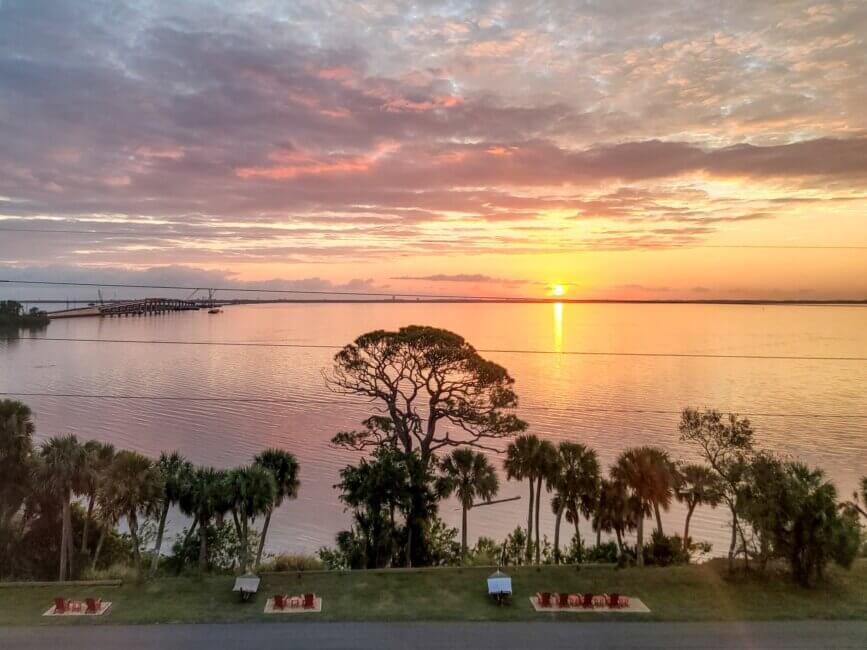 Watching the sunrise from the room.