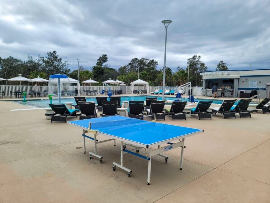 Table Tennis setup in the pool area